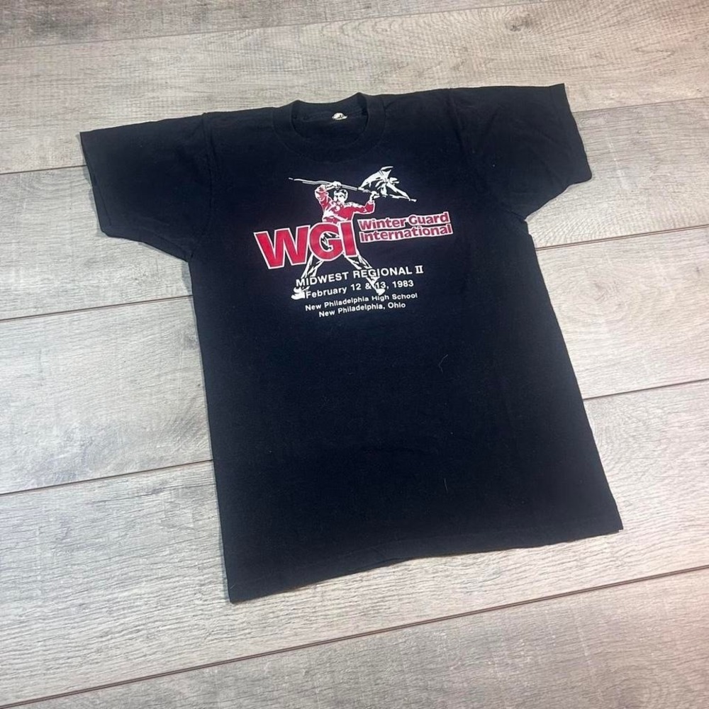 1980s‎ vintage essential single stitch black & red wrestling t-shirt wrestling